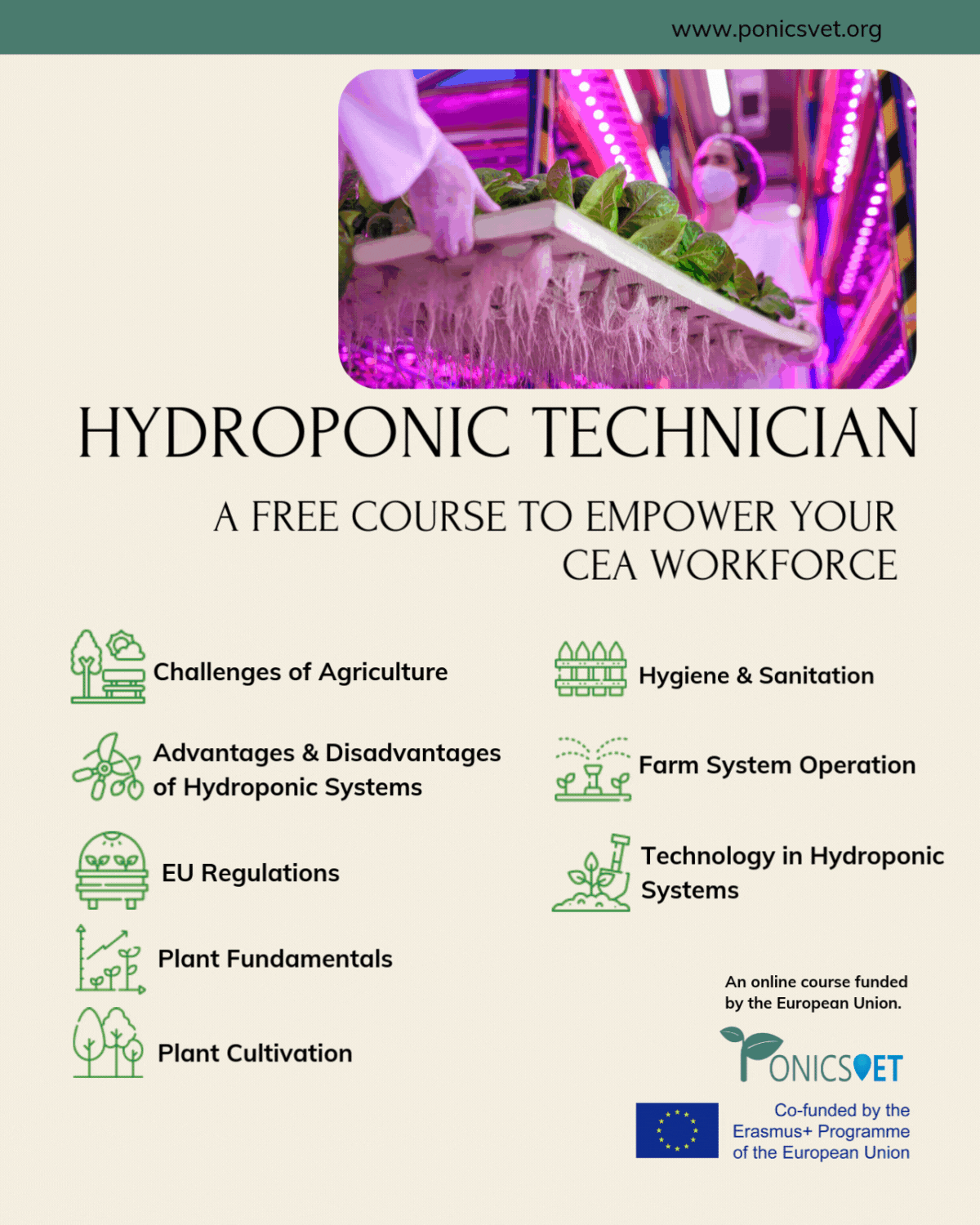 You are currently viewing Ponics VET Erasmus+ Project – Hydroponic Technician
